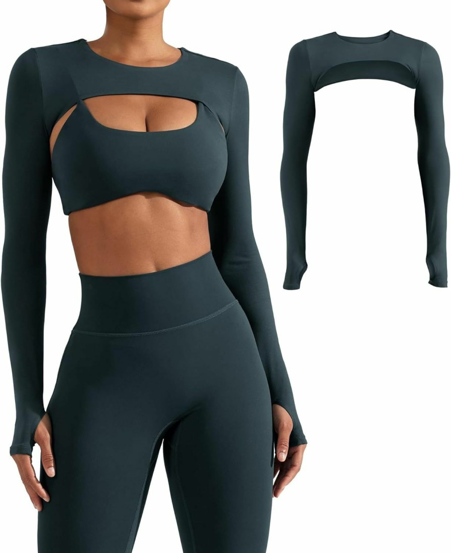 Sweaters | YEOREO Yeoreo Women Crop Top Long Sleeve Bolero Open Front Workout Cropped Shirts Sports Shrug Without Bra