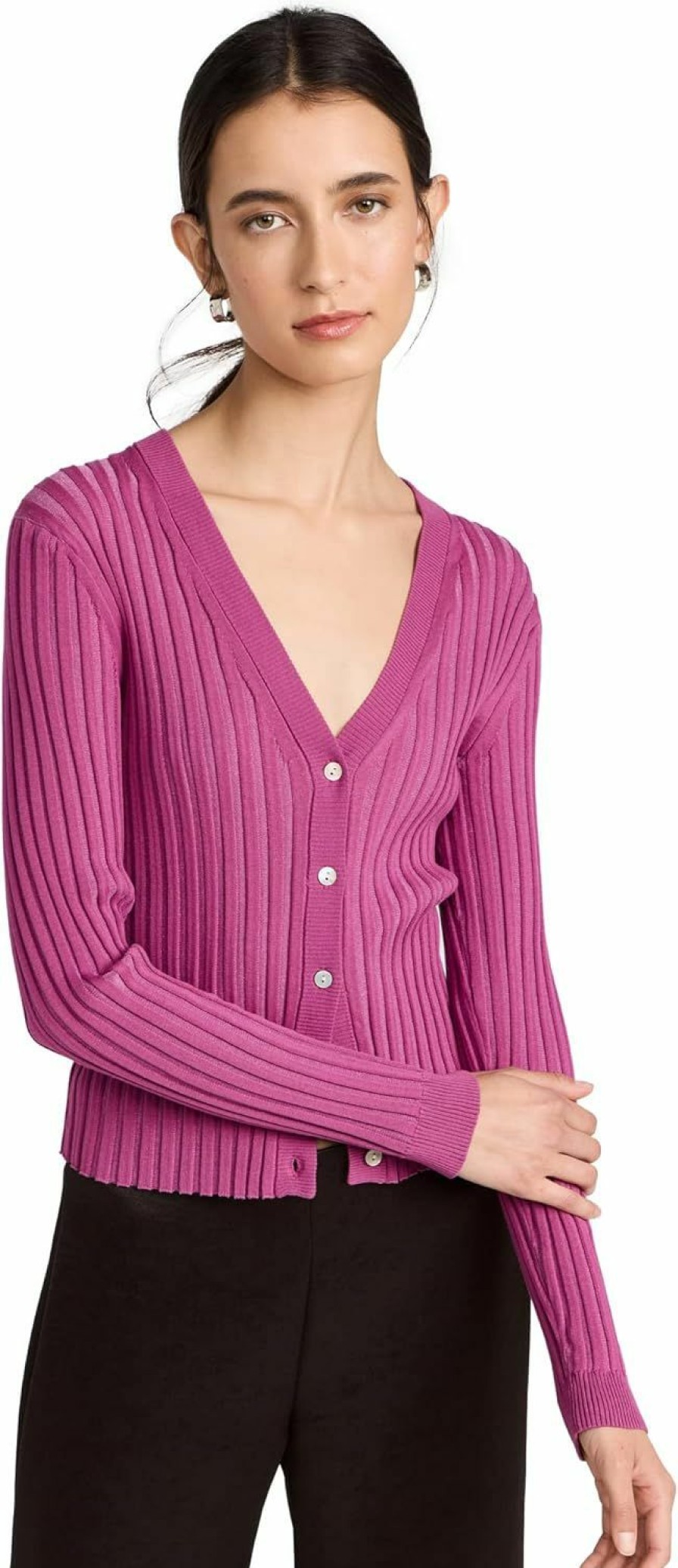 Sweaters | Vince Vince Women'S Ribbed V Neck Cardigan