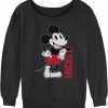 Sweaters | MicNew Mouse Disney Women'S Classic Mickey Leaning Junior'S Raglan Pullover With Coverstitch