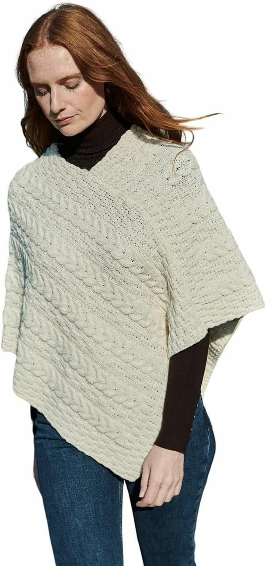 Sweaters | Aran Woollen Mills Irish Poncho Womens Aran Sweater Cape Made In Ireland Merino Wool Cardigan Traditional Knit