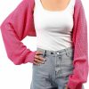 Sweaters | PrettyFirst Women'S Long Sleeve Shrug Sweaters Open Front Knitted Crop Cardigan Solid Puff Long Sleeve Cardigan Sweater Shrug