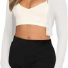 Sweaters | LASLULU Laslulu Womens Cropped Cardigan Fleece V Neck Long Sleeve Crop Tops Ribbed Cardigan Button Workout Athletic Sweater Coats