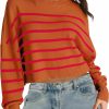 Sweaters | MEROKEETY Merokeety Women'S Long Sleeve Crew Neck Striped Crop Sweater Ribbed Knit Pullover Jumper Tops