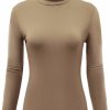 Sweaters | AUHEGN Auhegn Women'S Long Sleeve Lightweight Turtleneck Top Slim Fit Pullover T-Shirt (S-Xxl)