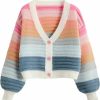 Sweaters | SweatyRocks Sweatyrocks Women'S Color Block V Neck Button Front Knit Cardigan Sweater Outerwear