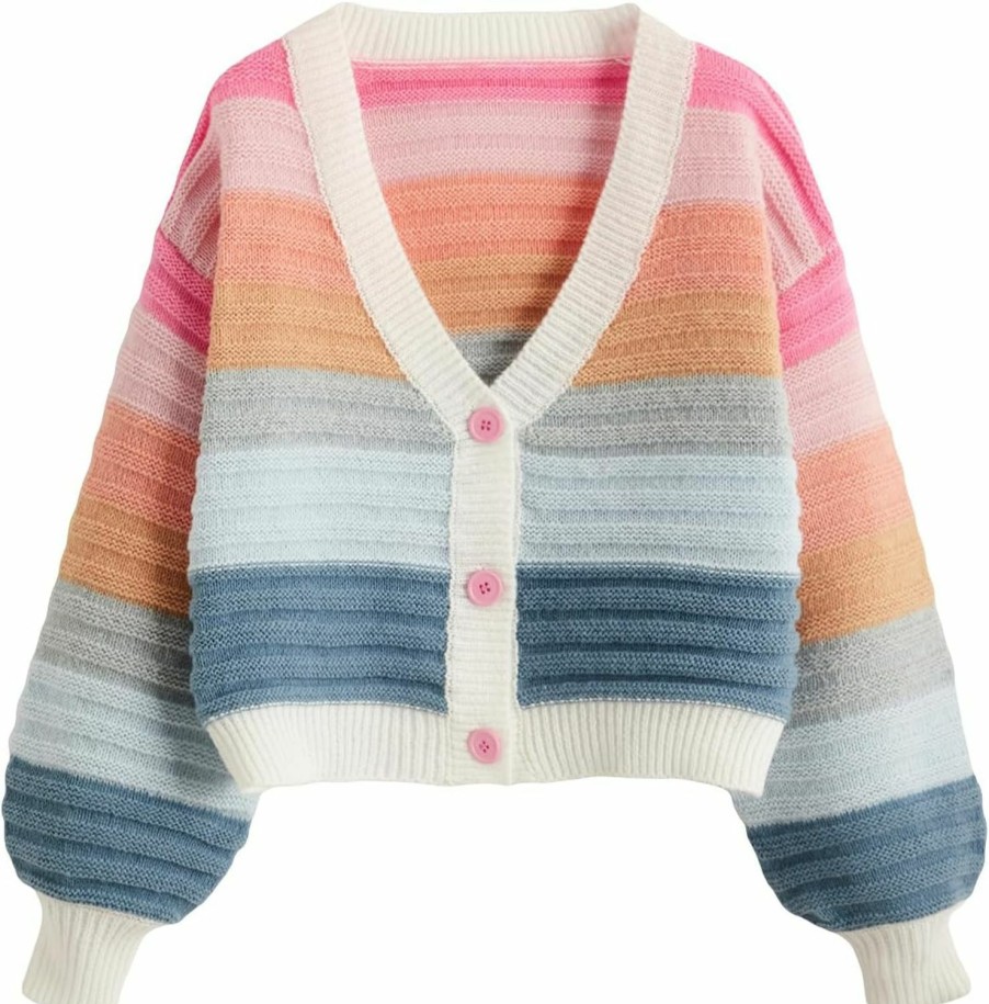 Sweaters | SweatyRocks Sweatyrocks Women'S Color Block V Neck Button Front Knit Cardigan Sweater Outerwear