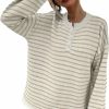 Sweaters | SHENHE Shenhe Women'S Striped Long Sleeve Button Up Ribbed Knit Oversized Sweater Tops