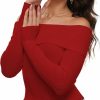 Sweaters | Fanseler Women'S Strapless Off Shoulder Knit Crop Tops Slim Fit Sexy Chic Knitted Sweater Y2K Long Sleeve T-Shirts