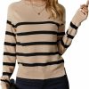 Sweaters | Milumia Milumia Women'S Long Sleeve Striped Sweater Crew Neck Knit Tops Lightweight Casual Pullover 2023 Fall Winter