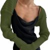 Sweaters | Sdencin Sdencin Women Open Front Knit Crop Cardigan Long Sleeve Drop Shoulder Shrug Ribbed Knit Cropped Sweater Tops Outerwear