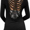 Sweaters | WLLW Wllw Womens Long Sleeve Open Front Back Cut Out Skull Cardigan Tops