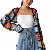 Sweaters | Verdusa Verdusa Women'S Crochet Long Sleeve Open Front Crop Cardigan Sweater Knit Shrug