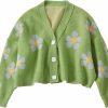 Sweaters | VLOJELRY Vlojelry Women'S Flower Long Sleeve Open Front Short Cardigan Casual Loose V Neck Button Down Knit Cardigan Sweaters Outwear