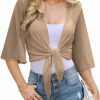 Sweaters | Totatuit Totatuit Womens Sheer Shrug Tie Front Bell Sleeve Summer Cropped Bolero Cardigan