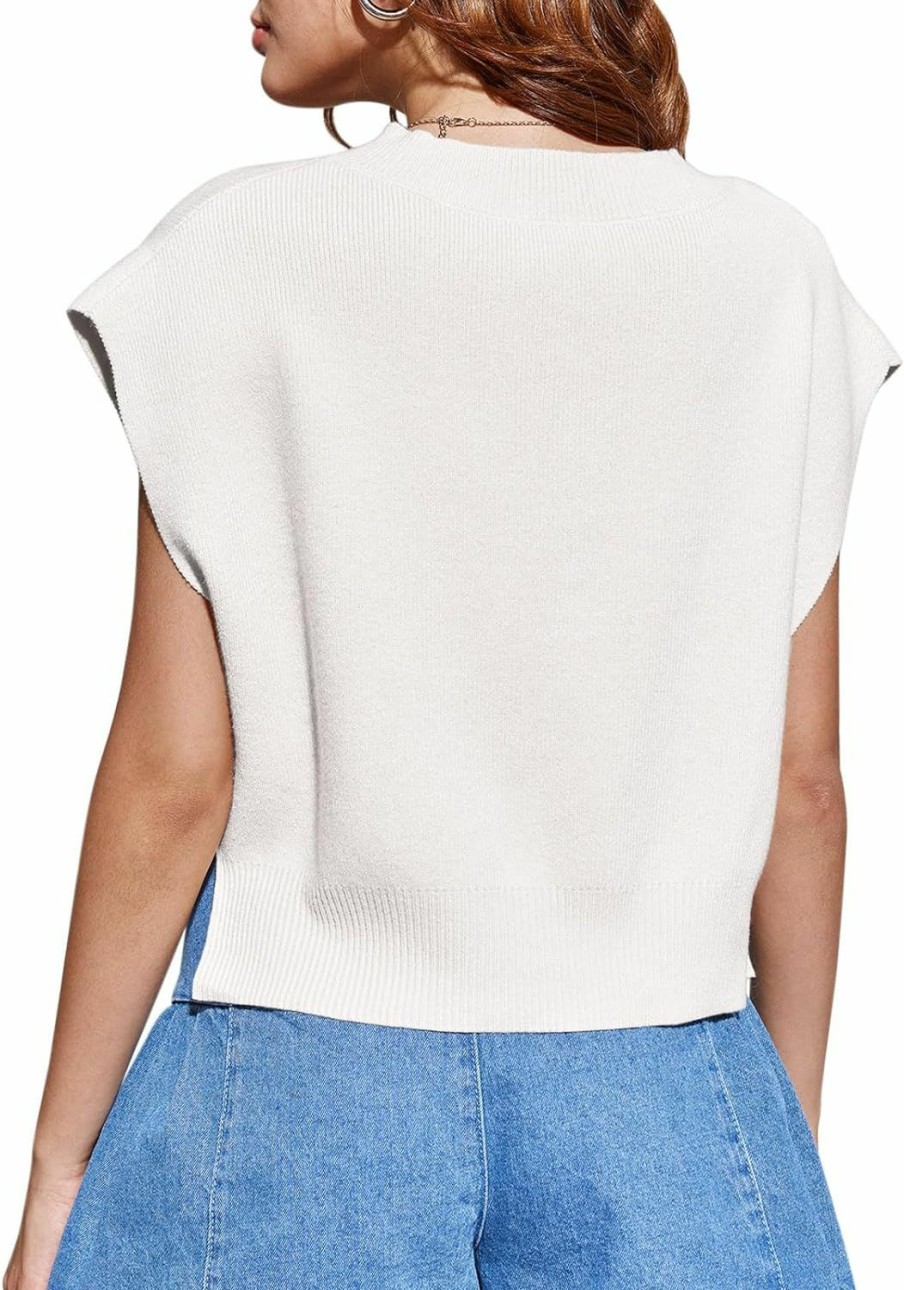 Sweaters | Esobo Esobo Women'S Cap Sleeve Knit Sweater Cropped Tops 2024 Tank Tops Trendy Summer Sleeveless Knit Vest