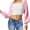 Sweaters | Saodimallsu Saodimallsu Women'S Bolero Shrug Sweater Cropped Cardigan Knit Tie Up Open Front Long Sleeve Crop Tops