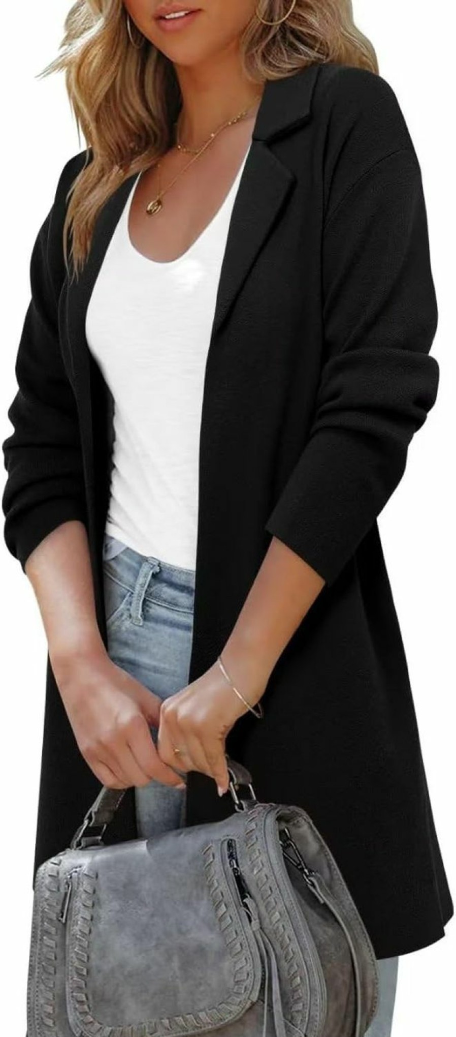 Sweaters | ZOLUCKY Zolucky Womens Open Front Knit Cardigan Long Sleeve Lapel Coat Casual Solid Classy Sweater Jacket