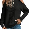 Sweaters | Milumia Milumia Women'S Cold Shoulder Sweater Cable Knit Long Sleeve Sweater Tops Casual Fall Trendy 2023