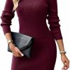 Sweaters | Mincib Women'S Long Sleeve Cutout Front Ribbed Knit Pullover Sweater Dress Turtle Neck Bodycon Slim Fit Dresses