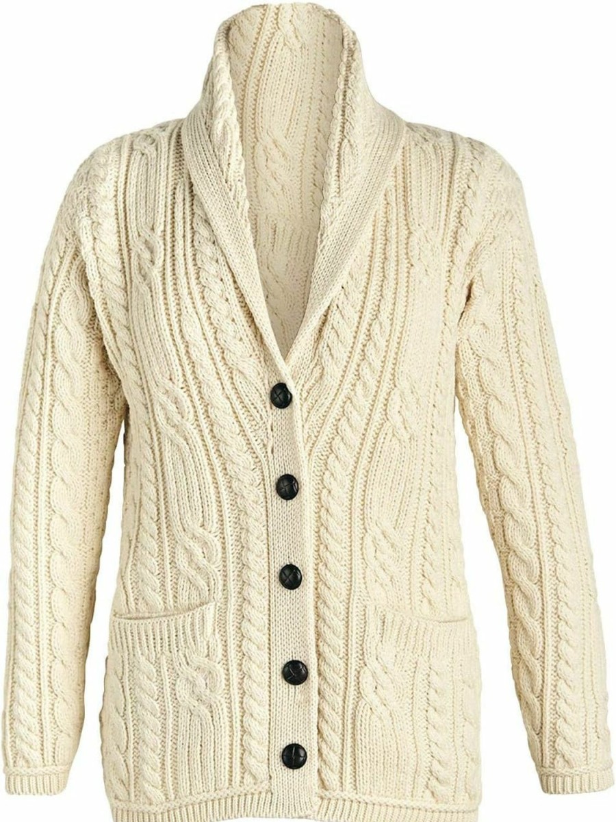 Sweaters | Aran Woollen Mills Merino Wool Cable Knit Irish Shawl Cardigan Sweater For Women Made In Ireland