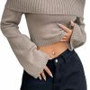 Sweaters | SHENHE Shenhe Women'S Off Shoulder Ribbed Knit Long Sleeve Crop Top Sweater Pullover