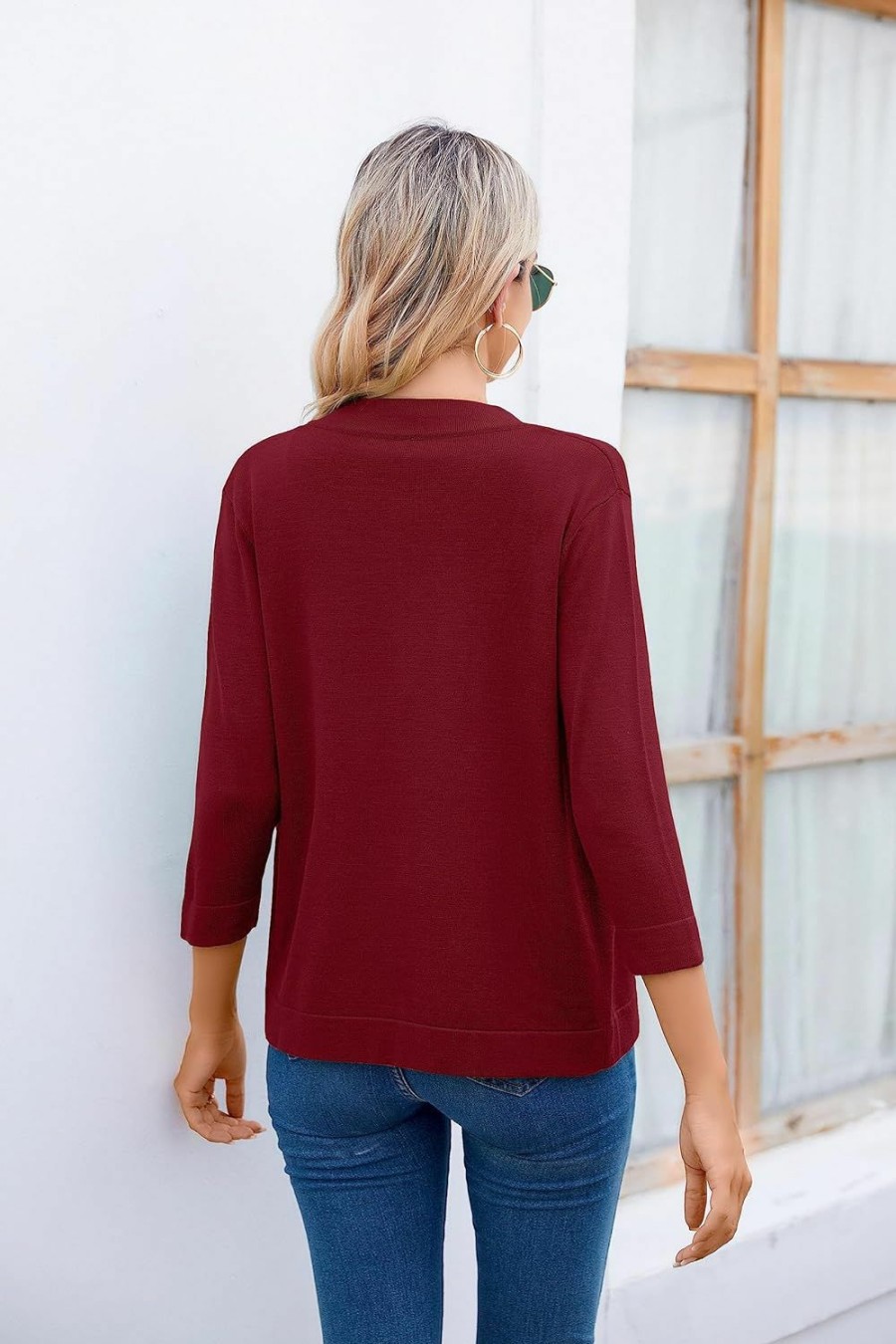 Sweaters | Bettysays Women'S 3/4 Sleeve Open Front Cropped Cardigan Sweater Elegant Shrugs For Women