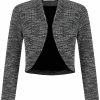 Sweaters | Hobemty Women'S Tweed Shrug Top Long Sleeve Open Front Elegant Cropped Cardigan