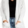 Sweaters | Miladusa Miladusa Women'S Cardigan Sweaters Long Sleeve Plus Size Solid Cable Knit Open Front Outerwear With Pockets