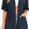 Sweaters | Veryoung Womens Short Sleeve Kimono Cardigans Lightweight Summer Cardigan Casual Loose Beach Cover Up Curved Hem With Pockets