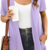 Sweaters | Veryoung Floral Short Sleeve Cardigans For Women Casual Drape Open Front Lightweight Summer Cardigan With Pocket High Low Hem