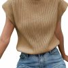 Sweaters | GORGLITTER Gorglitter Women'S Mock Neck Short Cap Sleeve Sweater Vest Casual Solid Knit Pullover Top