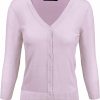 Sweaters | YEMAK Yemak Women'S Knit Cardigan Sweater 3/4 Sleeve V-Neck Basic Classic Casual Button Down Soft Lightweight Top (S-3Xl)