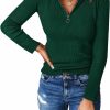 Sweaters | PRETTYGARDEN Prettygarden Fall Quarter Zip Pullover Sweaters For Women 2023 Long Sleeve Collared Fitted Ribbed Knit Tops