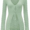 Sweaters | Verdusa Verdusa Women'S 90S Top Bell Long Sleeve Tie Front Textured Sheer T-Shirt Cardigan