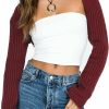 Sweaters | LOFAAC Lofaac Women Y2K Open Front Rib Knit Shrug Crop Cardigan Solid Drop Shoulder Puff Long Sleeve Sweater Tops Outerwear