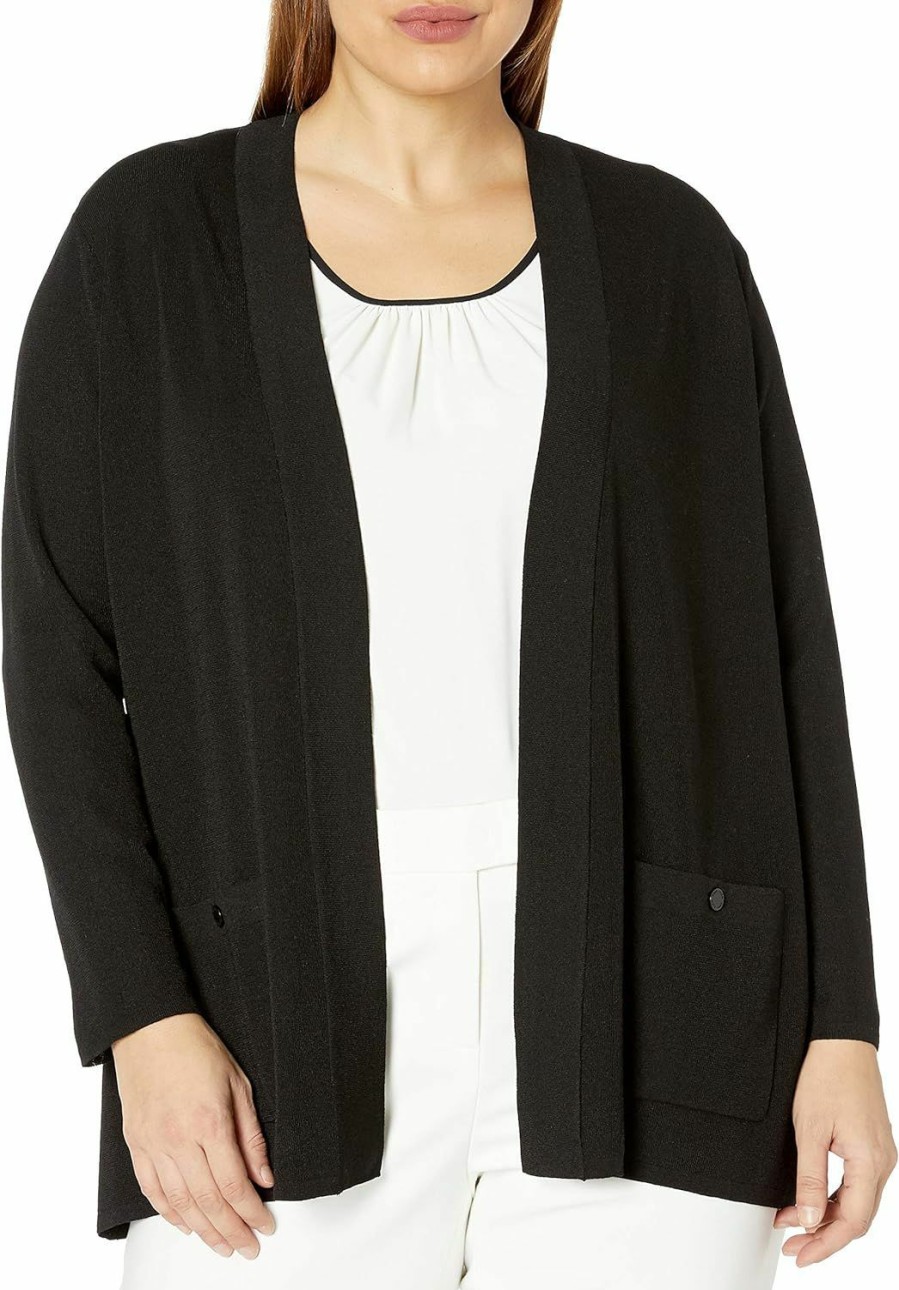 Sweaters | Anne Klein Anne Klein Women'S Plus Size Solid Two Pocket Malibu Cardigan