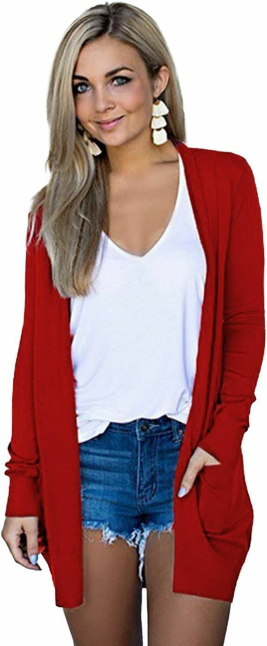 Sweaters | TS Women Cardigan 2023 Solid Color Pocket Basic Casual Lightweight Long Sleeve Regular Open Front Fall Blouse Halloween Costumes