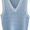 Sweaters | RefindWin Womens V Neck Sweater Vest School Uniform Vest Striped Cable Knit Sleeveless Sweater Tops