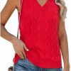 Sweaters | Fisoew Fisoew Women'S Sleeveless V-Neck Vintage Sweater Knitted Vest Casual Preppy Style