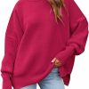 Sweaters | HAPCOPE Women'S 2023 Fall Casual Oversized Sweater Crewneck Batwing Sleeve Side Slit Ribbed Knit Pullover Tops