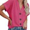 Sweaters | Dokotoo Dokotoo Womens Summer Tops 2024 Waffle Knit Button Down Shirts Casual V Neck Short Sleeve Shacket Jacket Dressy Blouses