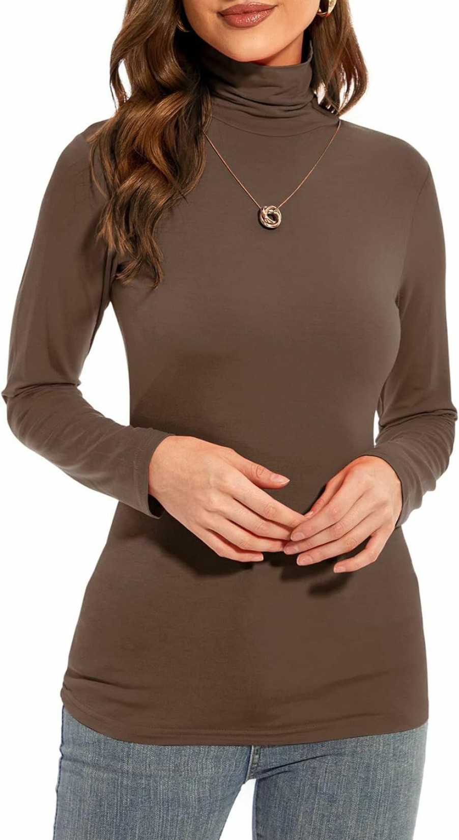 Sweaters | Anyeager Yepclick Womens Long Sleeve Turtleneck T-Shirts Casual Lightweight Slim Fit Cozy Base Layer Top