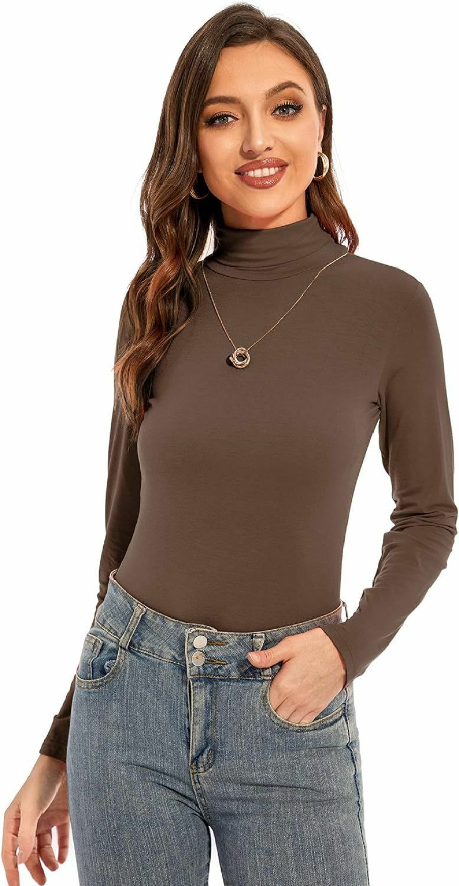 Sweaters | Anyeager Yepclick Womens Long Sleeve Turtleneck T-Shirts Casual Lightweight Slim Fit Cozy Base Layer Top