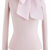 Sweaters | CHICWISH Chicwish Women'S Fancy With Bowknot Knit Top In Black/Pink/Cream/White