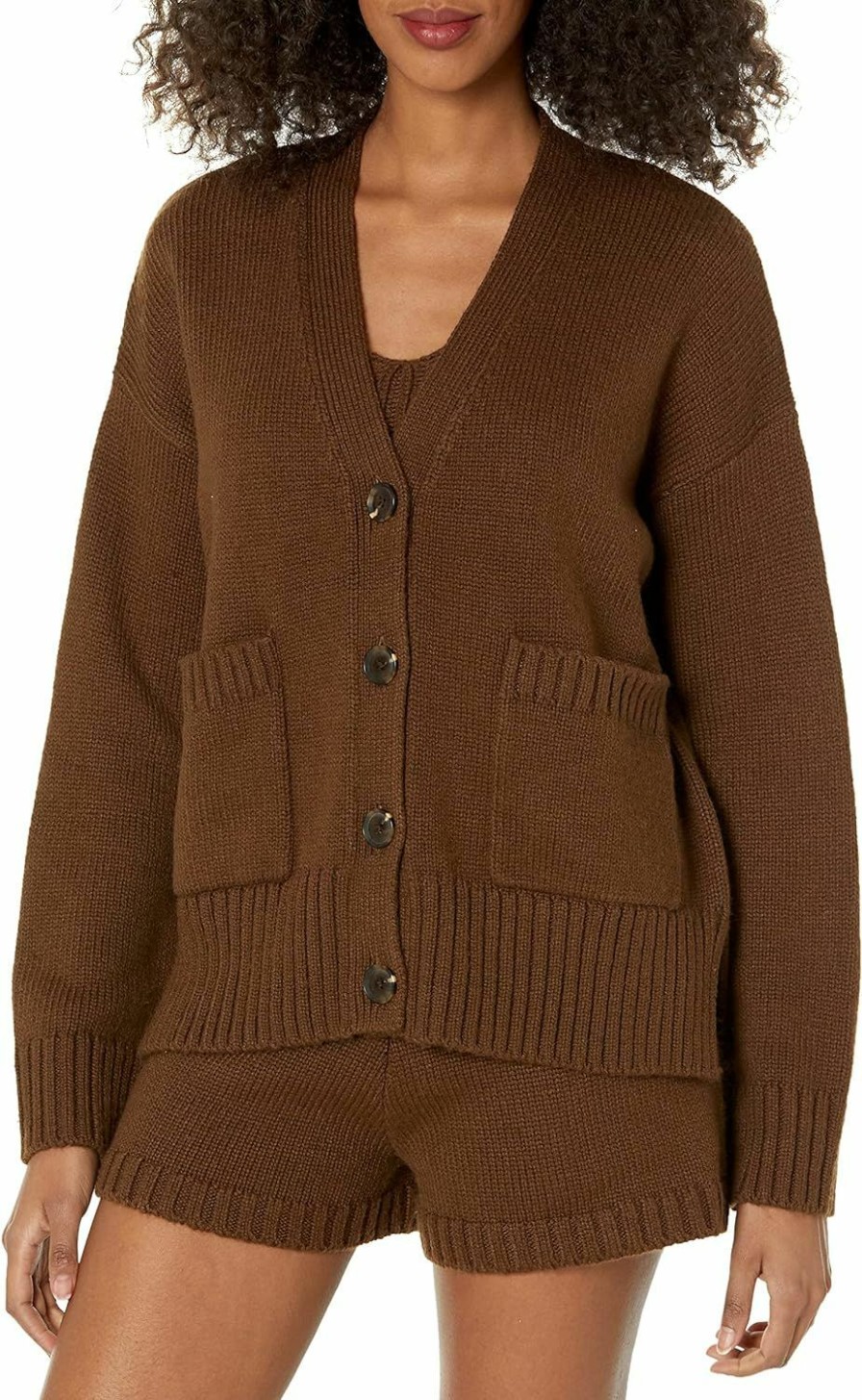 Sweaters | The Drop The Drop Women'S Brigitte Chunky Button-Front Pocket Ribbed Cardigan