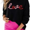 Sweaters | LEMAFER Women 2023 Merry Christmas Round Neck Sequin Letters Sweater Casual Solid Slogan Long Sleeve Pullover Sweatshirt Tops