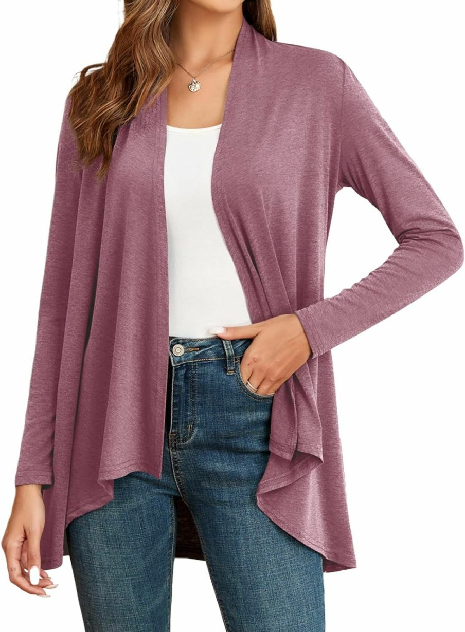 Sweaters | POGTMM Women'S Open Front Casual Long Sleeve Lightweight Drape Cardigans Sweater Duster With Pockets (S-3Xl)