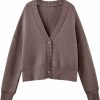 Sweaters | LILLUSORY Lillusory Women'S Lightweight Cropped Cardigan 2023 Open Front Button Sweaters V Neck Cardigans Knit Outwear