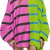 Sweaters | Fisoew Fisoew Womens Striped Pullover Sweater Crew Neck Long Sleeve Knitted Color Block Casual Loose Lightweight Sweaters For Women