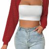 Sweaters | COZYEASE Cozyease Women'S Open Front Cropped Cardigan Knitted Long Sleeve Bolero Shrug Sweater Crochet Tops